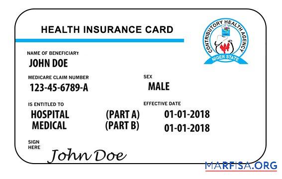 Realistic Niger health insurance card sample